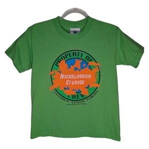 Vintage Nickelodeon Studios Crew Member T Shirt Small 6-8 Slime Green 1990 Y2K